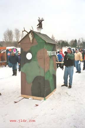 A hunting blind outhouse